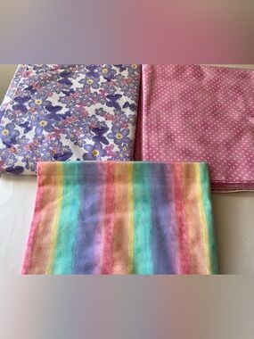 Quilting Sewing Crafts Lot Flannel Pink Purple Hearts Butterflies Rainbow